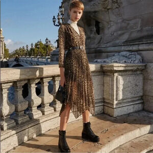 The Kooples leopard tiered midi dress